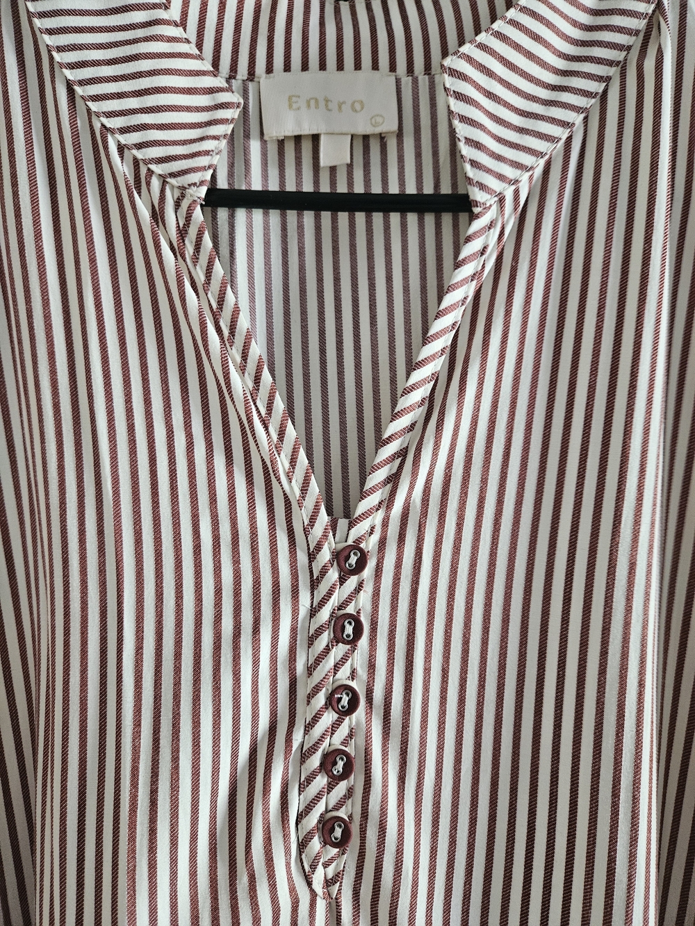 Entro Burgundy & Ivory Striped Tiered Midi Dress | Size Large | NWOT - Picture 5 of 13